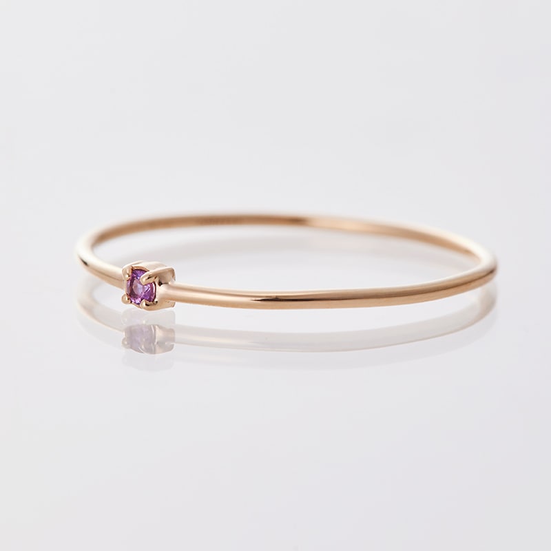 【2月 誕生石】K10YG 1粒アメジスト誕生石リング 
/ 誕生石ピンキーリング 1~18号
【オーダーメイド商品】