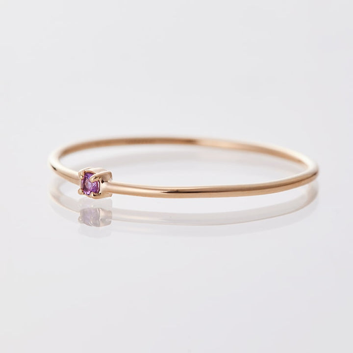 【2月 誕生石】K10YG 1粒アメジスト誕生石リング 
/ 誕生石ピンキーリング 1~18号
【オーダーメイド商品】