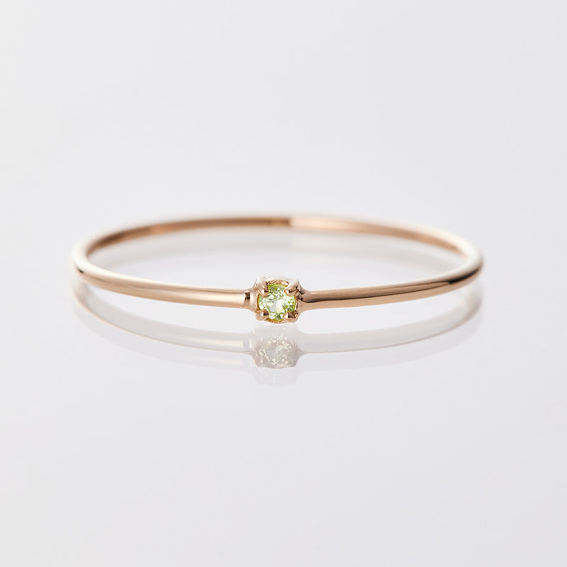 8月 誕生石】K10YG 1粒ペリドット誕生石リング / 誕生石ピンキーリング