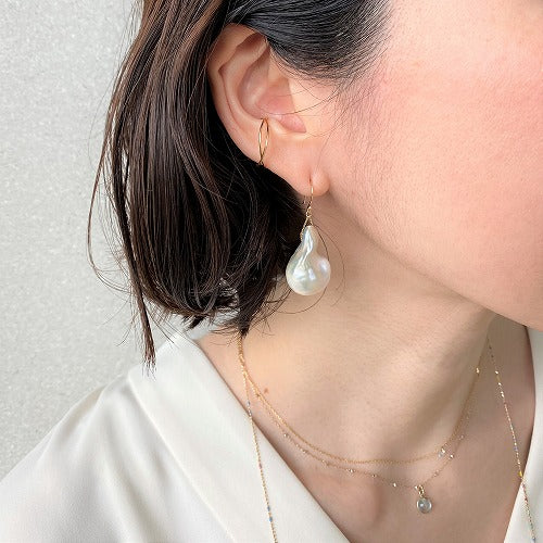 パールピアス×イヤーカフ