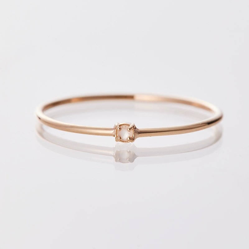 [June Birthstone] K10YG
 Single Moonstone Birthstone Ring / Birthstone Pinky Ring
 Sizes 1 to 18 [Custom-made products]