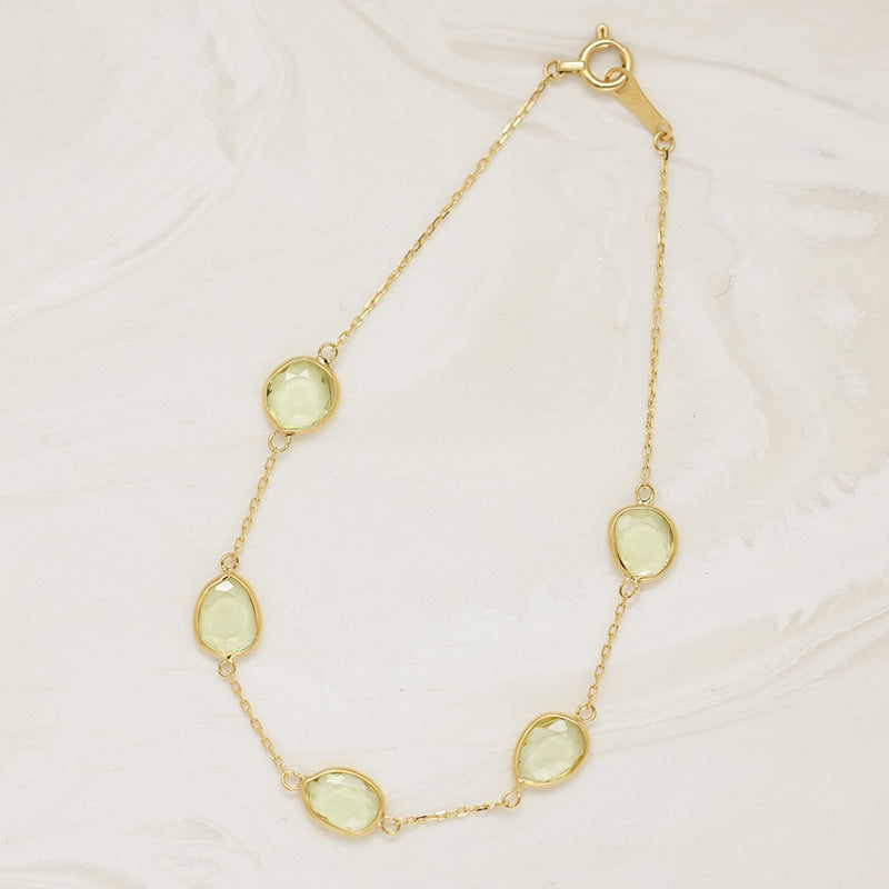 K18YG クリソベリル ダブルローズカット グロウ ブレスレット