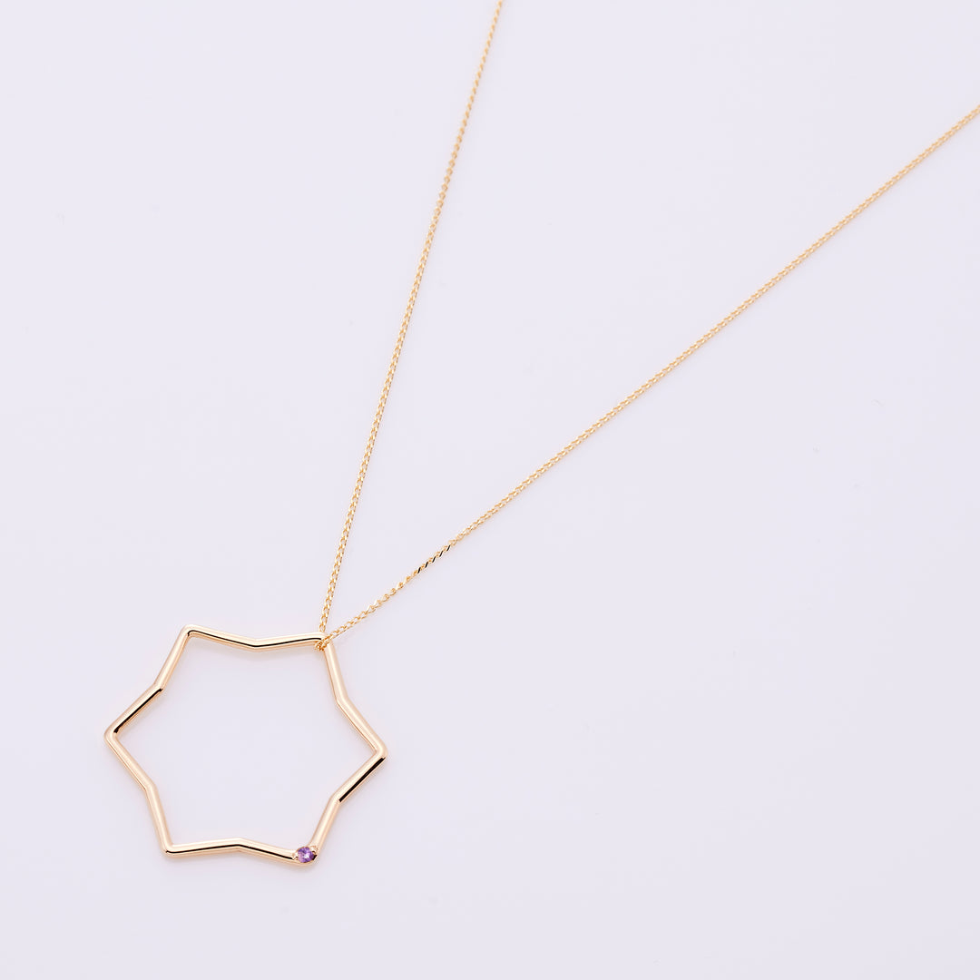 【2月 誕生石】K10YG 星に願いを 誕生石 ペンダントトップ アメジスト【オーダーメイド商品】