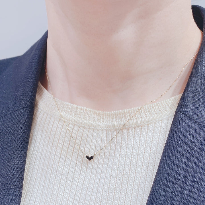 K10YG ミラ ハート ネックレス ブラック