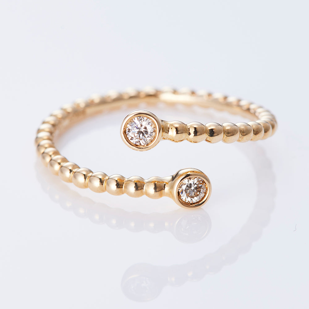 K10YG Diamond Ball Curve Line Ring