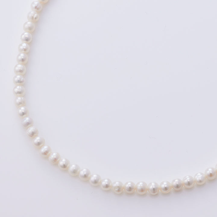 K10YG Freshwater Pearl Single Strand Necklace M (Blue Topaz Rose Cut)