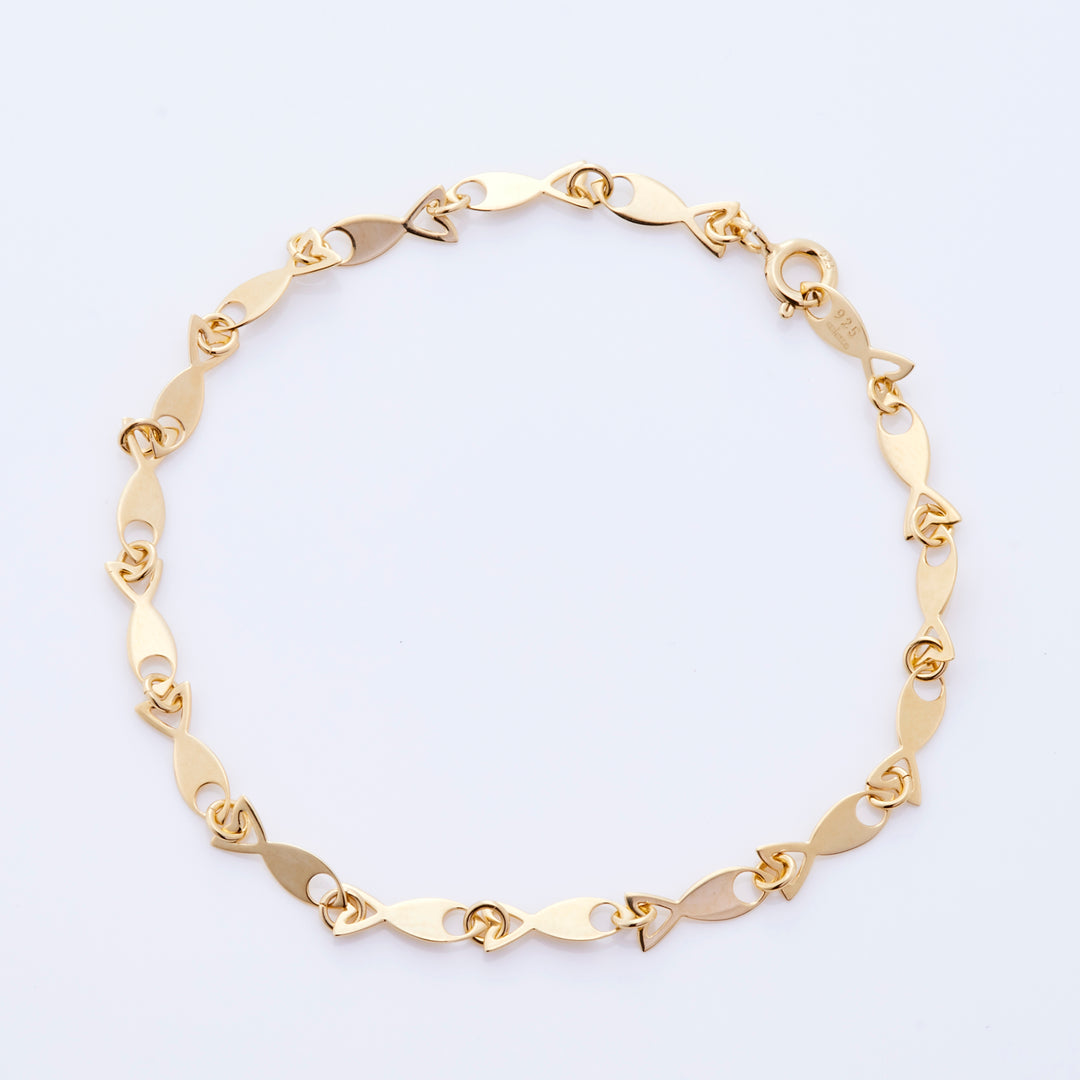 シルバー 925 フィッシュ ブレスレット（ゴールド）