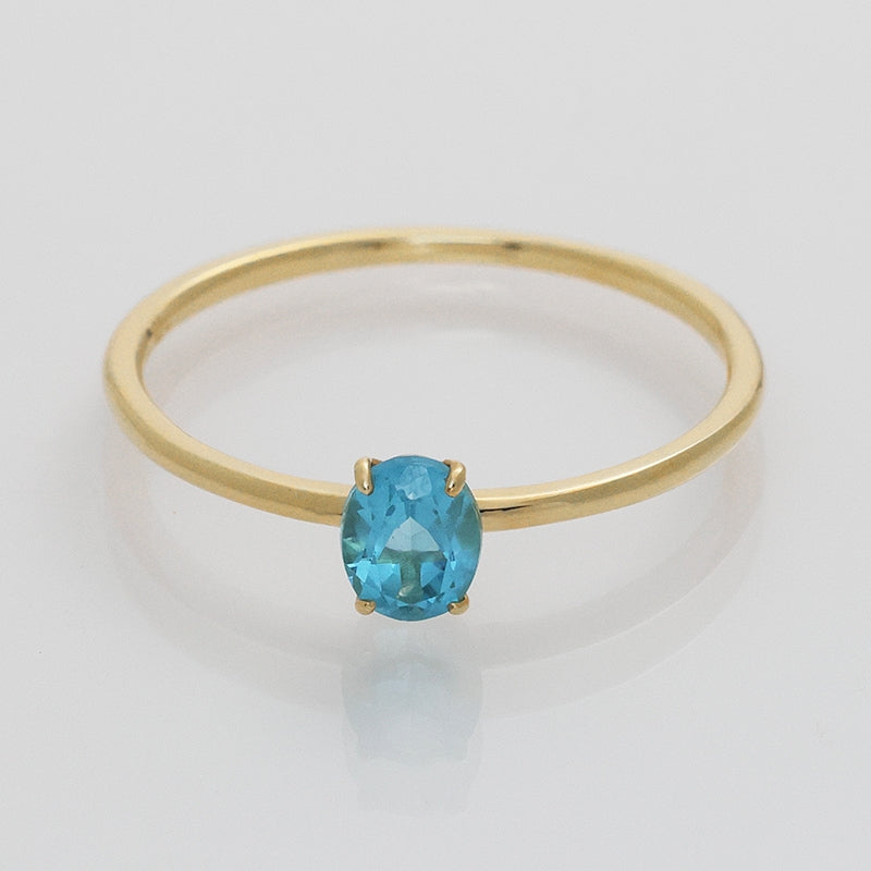 K18YG Neon Blue Apatite OV Ring
