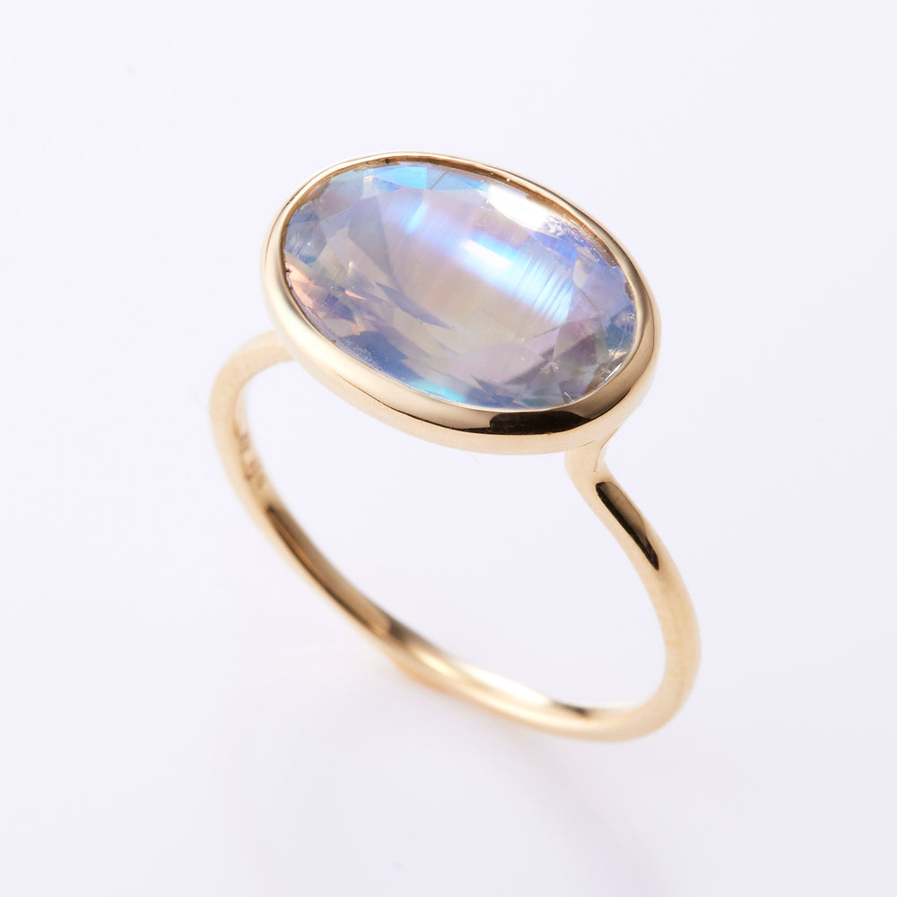 K18YG Andesine Labradorite Ring