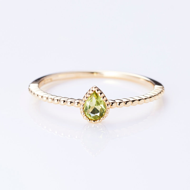 August Birthstone: 10K Yellow Gold Single Peridot Enfys Birthstone Ring / Birthstone Pinky Ring, Sizes 1-18 [Custom-Made]