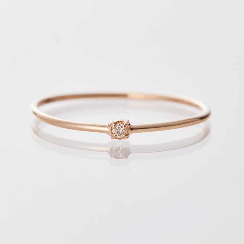 [April Birthstone] K10YG Single Diamond Birthstone Ring
 / Birthstone pinky rings, sizes 1-18
 [Custom-made products]