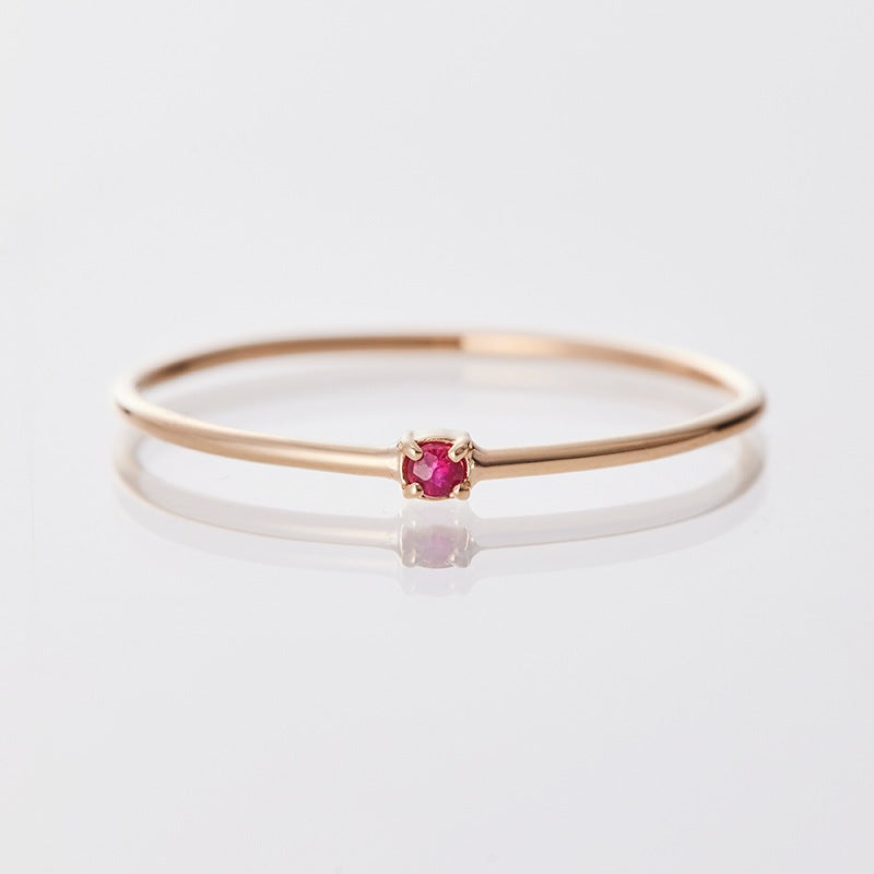 [July Birthstone] K10YG
 Single ruby ​​birthstone ring / birthstone pinky ring
 Sizes 1 to 18 [Custom-made products]