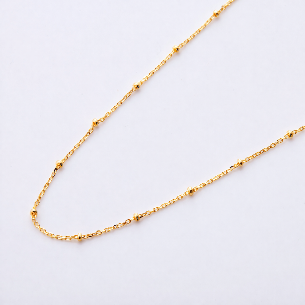 シルバー925 スタッド チェーン ネックレス 60cm（ゴールド）