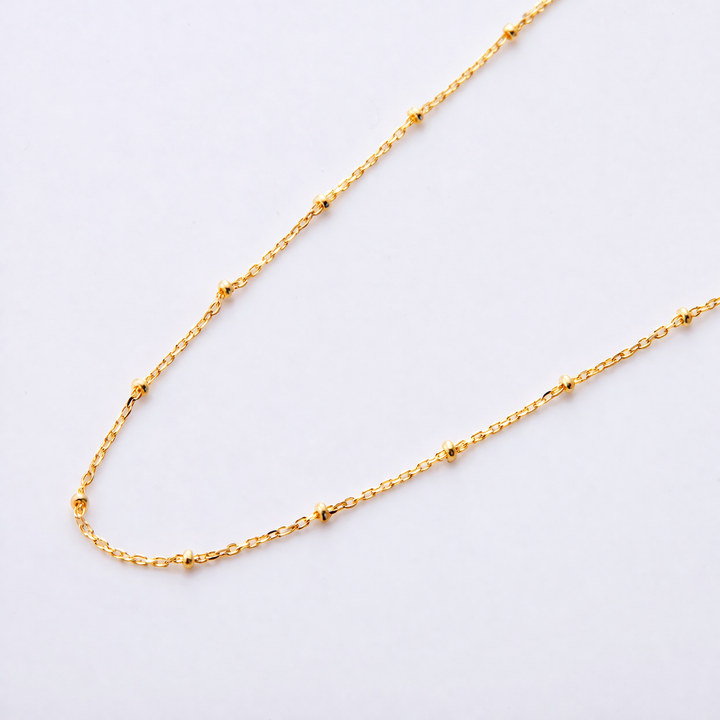 シルバー925 スタッド チェーン ネックレス 60cm（ゴールド）