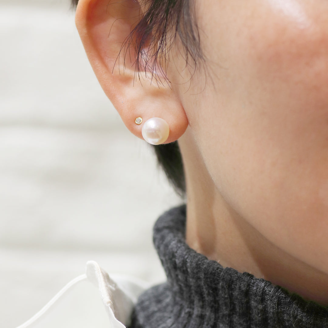 K18YG 1粒 アコヤパール ポストピアス