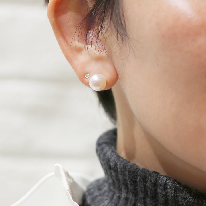 K18YG 1粒 アコヤパール ポストピアス