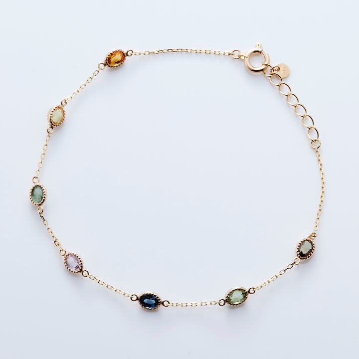 K10YG Multicolor Sapphire Oval Bracelet