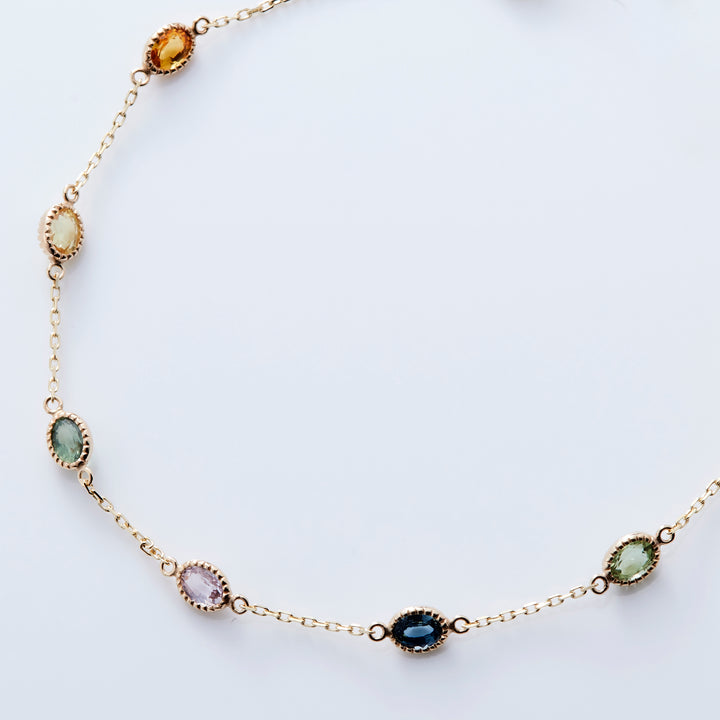 K10YG Multicolor Sapphire Oval Bracelet