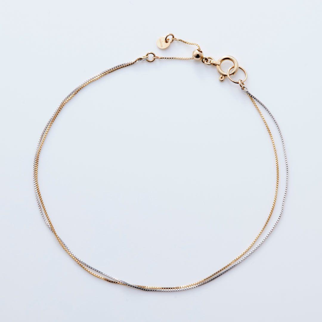 K10YG VチェーンS 2連コンビ ブレスレットYG×WG