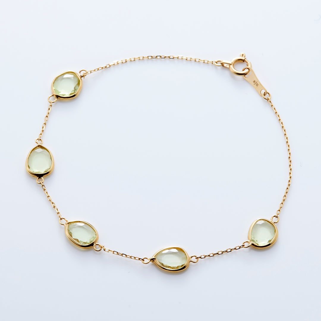 18K Yellow Gold Chrysoberyl Double Rose Cut Glow Bracelet
