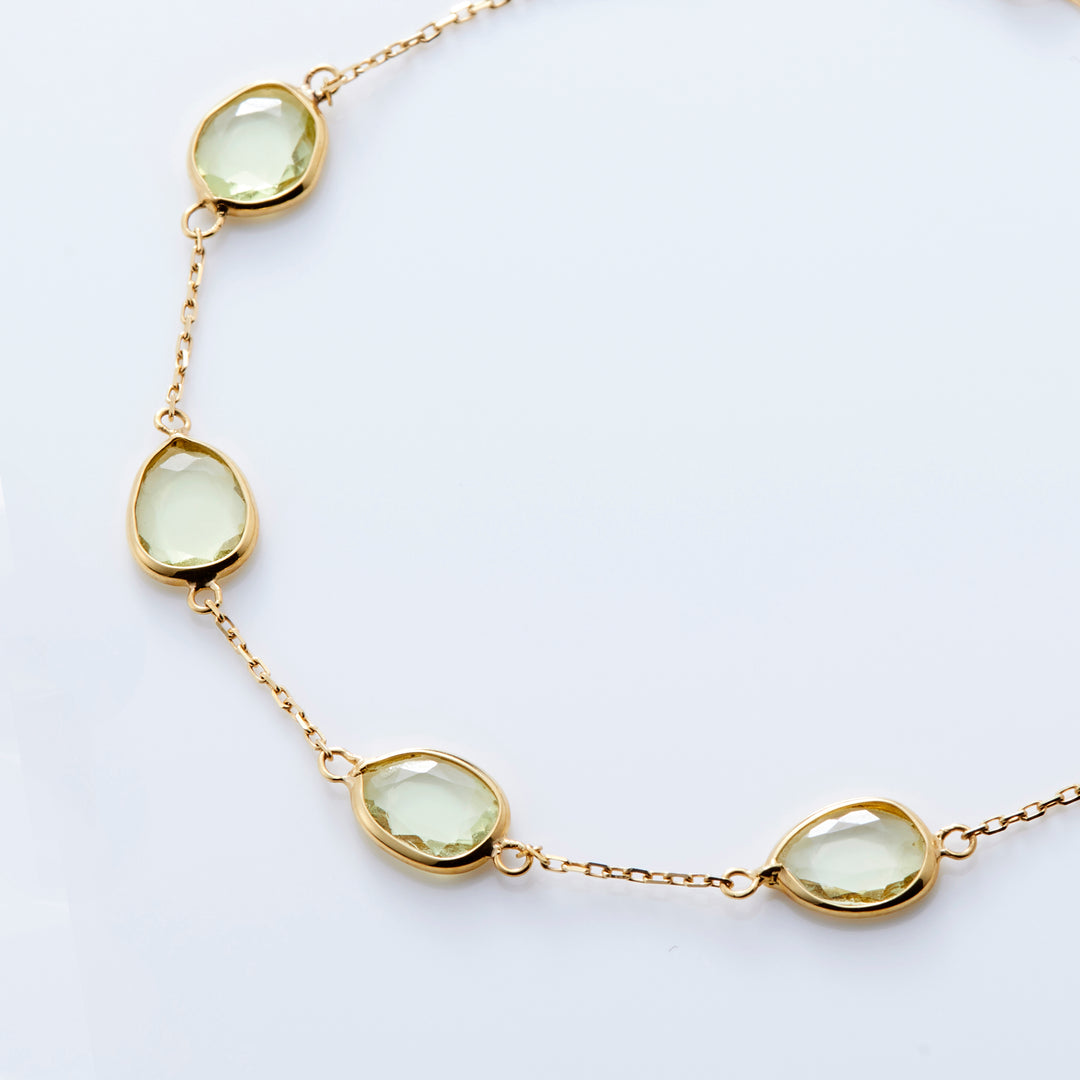 18K Yellow Gold Chrysoberyl Double Rose Cut Glow Bracelet