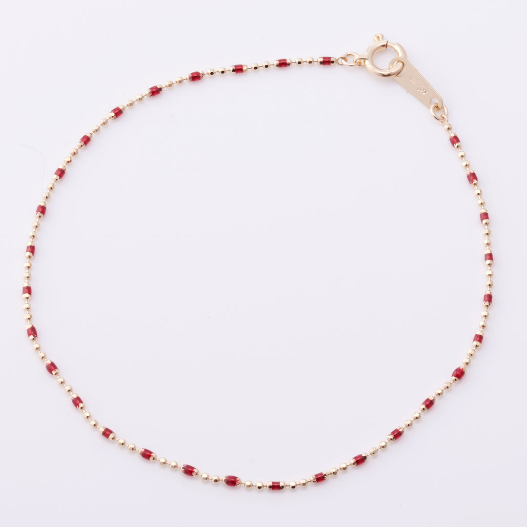 K10YG Lumine Ball Chain Bracelet Garnet