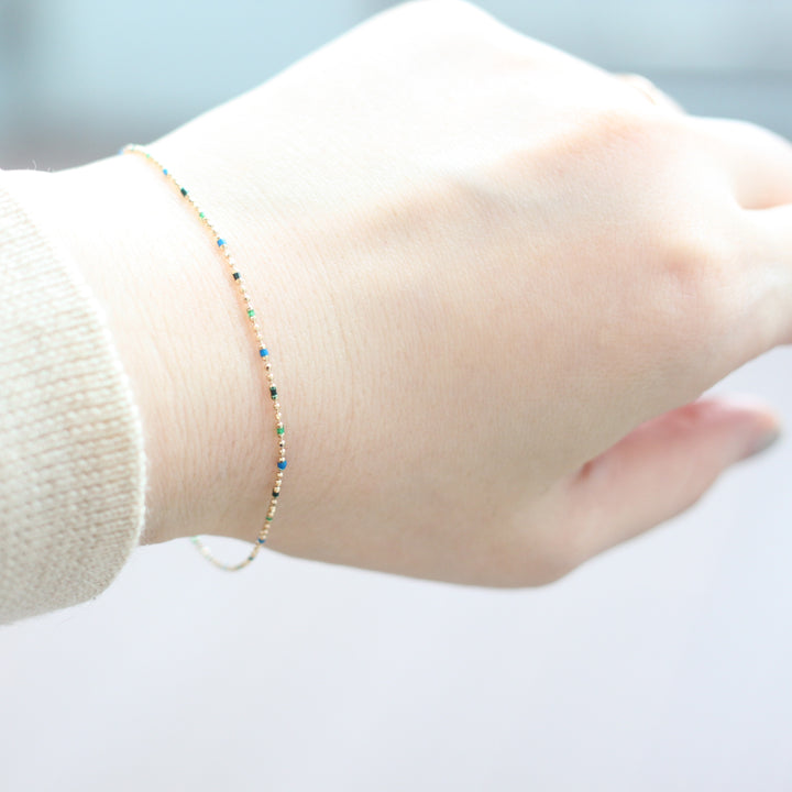 K10YG ルミネ ボールチェーン ブレスレット green to blue