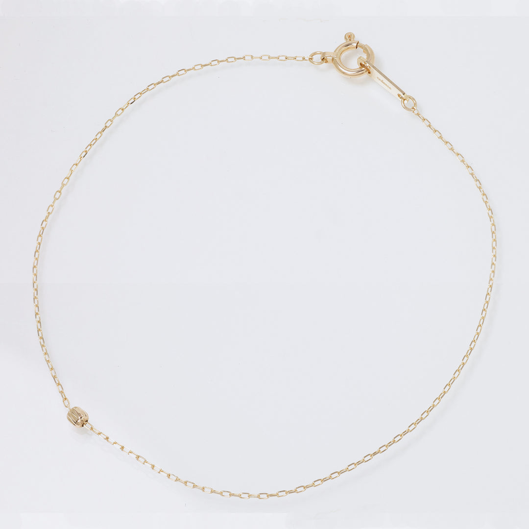 K10YG 1粒 ストライプボール チェーン ブレスレット