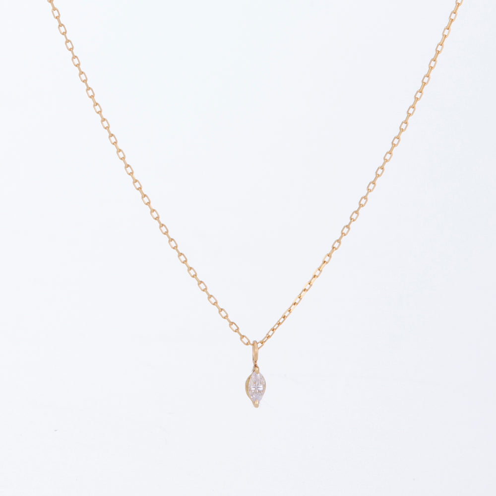 K18YG 1 Marquise Cut Diamond Necklace