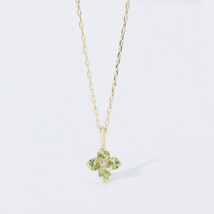 K10YG ペリドット お花 ダイヤ ネックレス