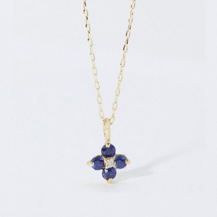 K10YG サファイア お花 ダイヤ ネックレス
