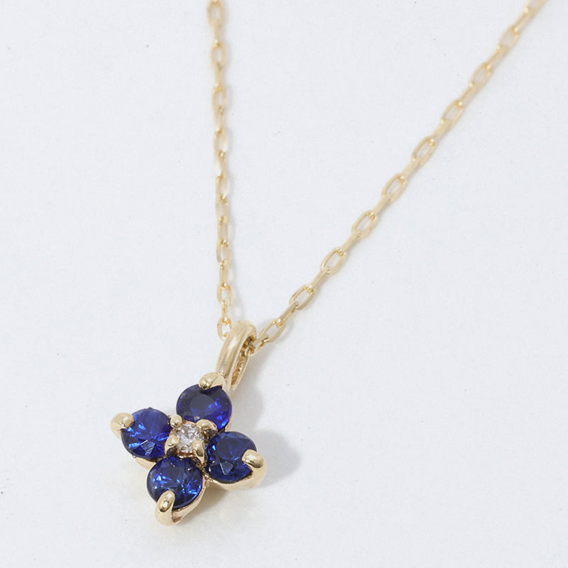 K10YG サファイア お花 ダイヤ ネックレス