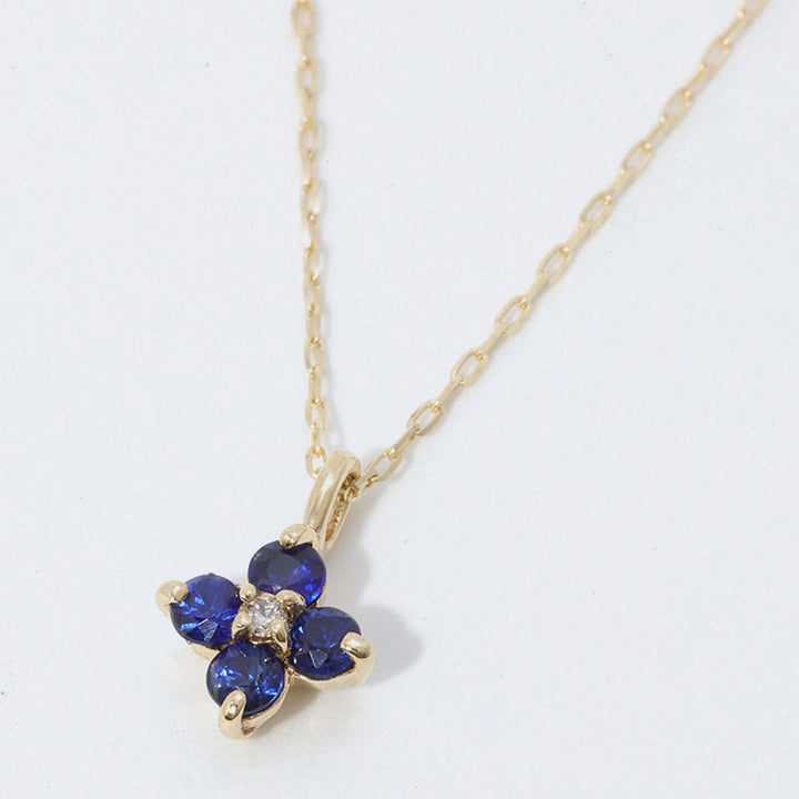 K10YG サファイア お花 ダイヤ ネックレス
