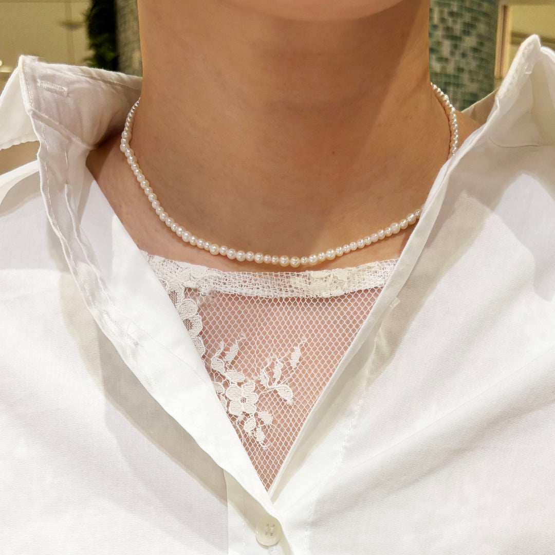 18K Yellow Gold Baby Akoya Pearl Gradient Single Strand Necklace