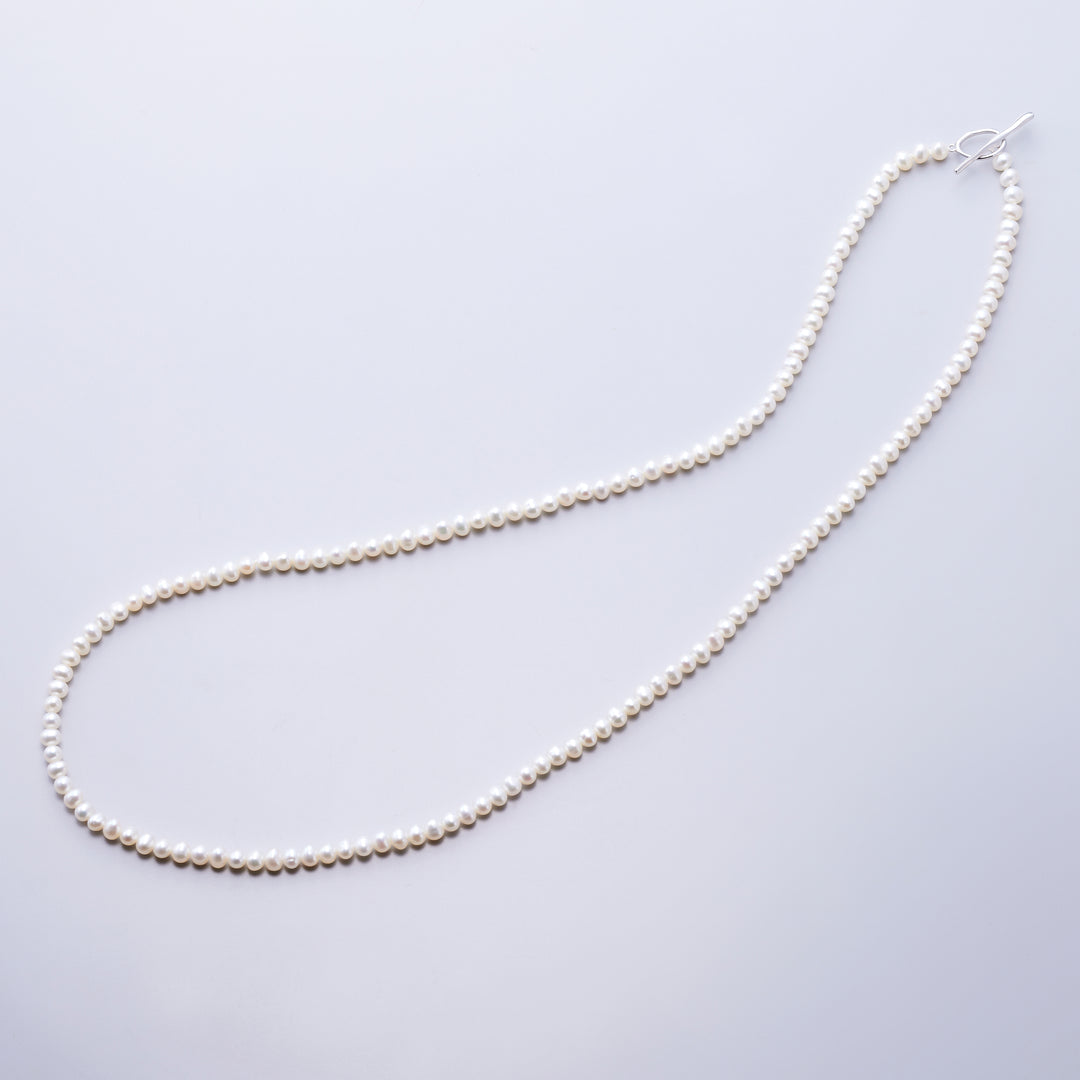 Silver freshwater pearl long necklace 70cm (mantle)