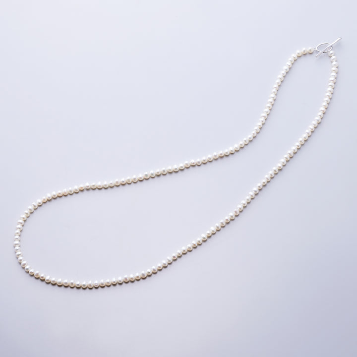 Silver freshwater pearl long necklace 70cm (mantle)