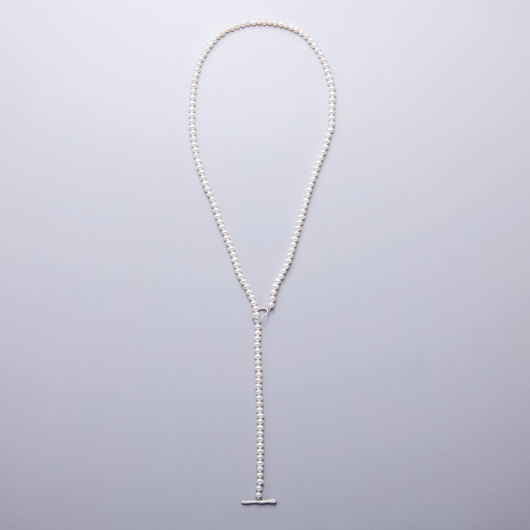 Silver freshwater pearl long necklace 70cm (mantle)