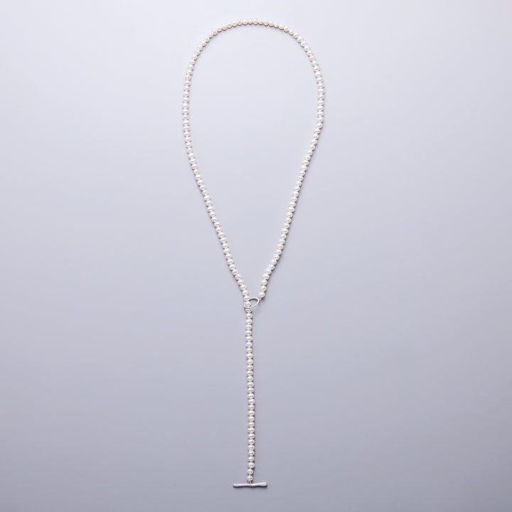 Silver freshwater pearl long necklace 70cm (mantle)