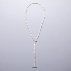 Silver freshwater pearl long necklace 70cm (mantle)