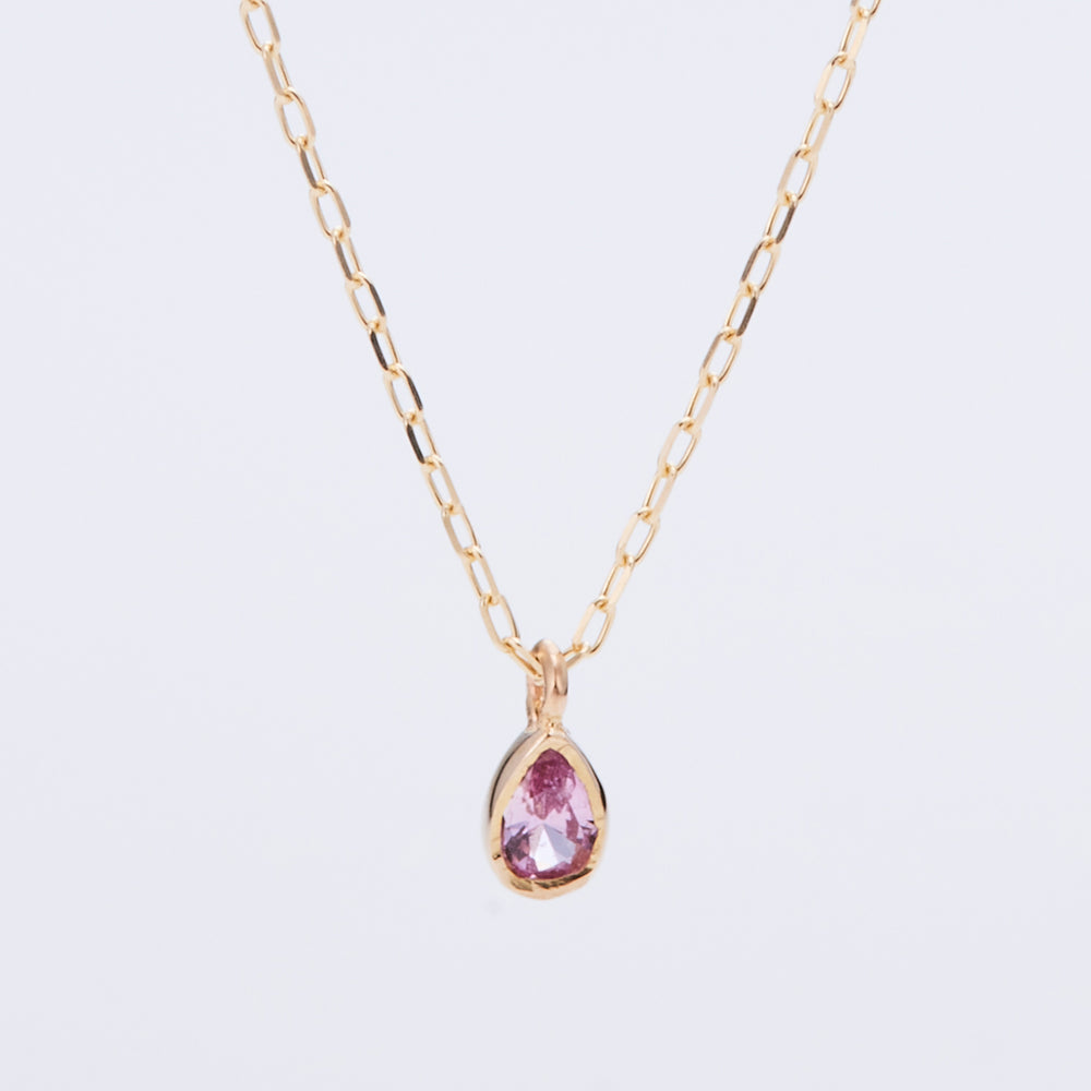 K10YG Rose Tear Pink Sapphire Necklace
