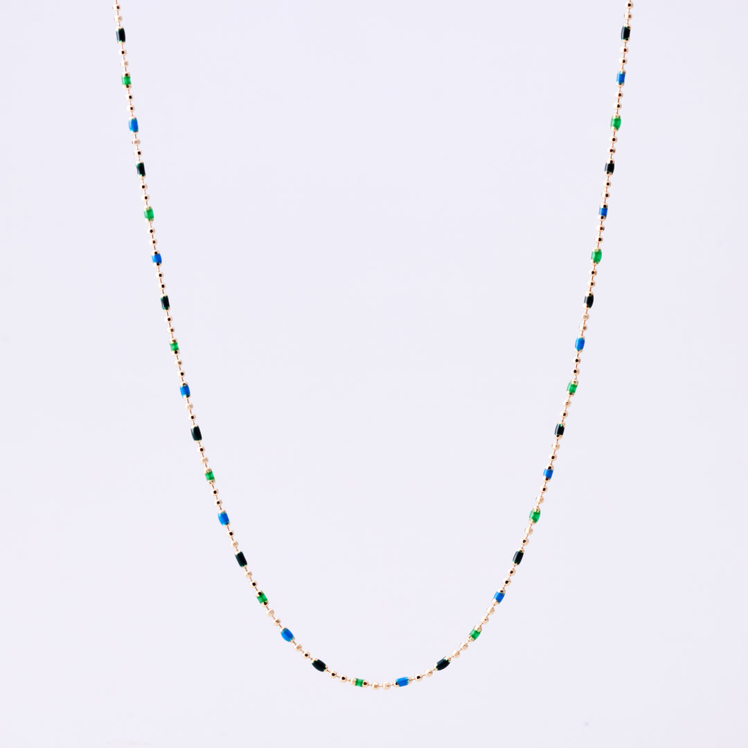 K10YG ルミネ ボールチェーン ネックレス green to blue