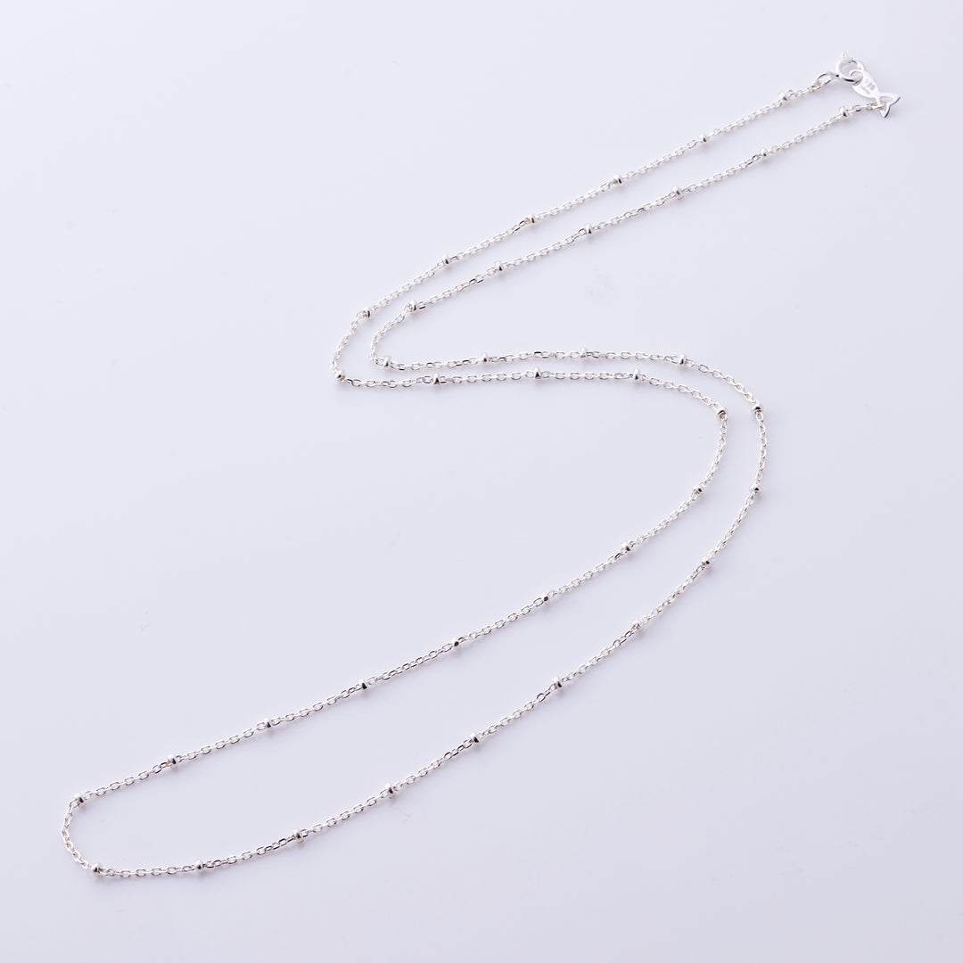 シルバー925 スタッド チェーン ロングネックレス 60cm