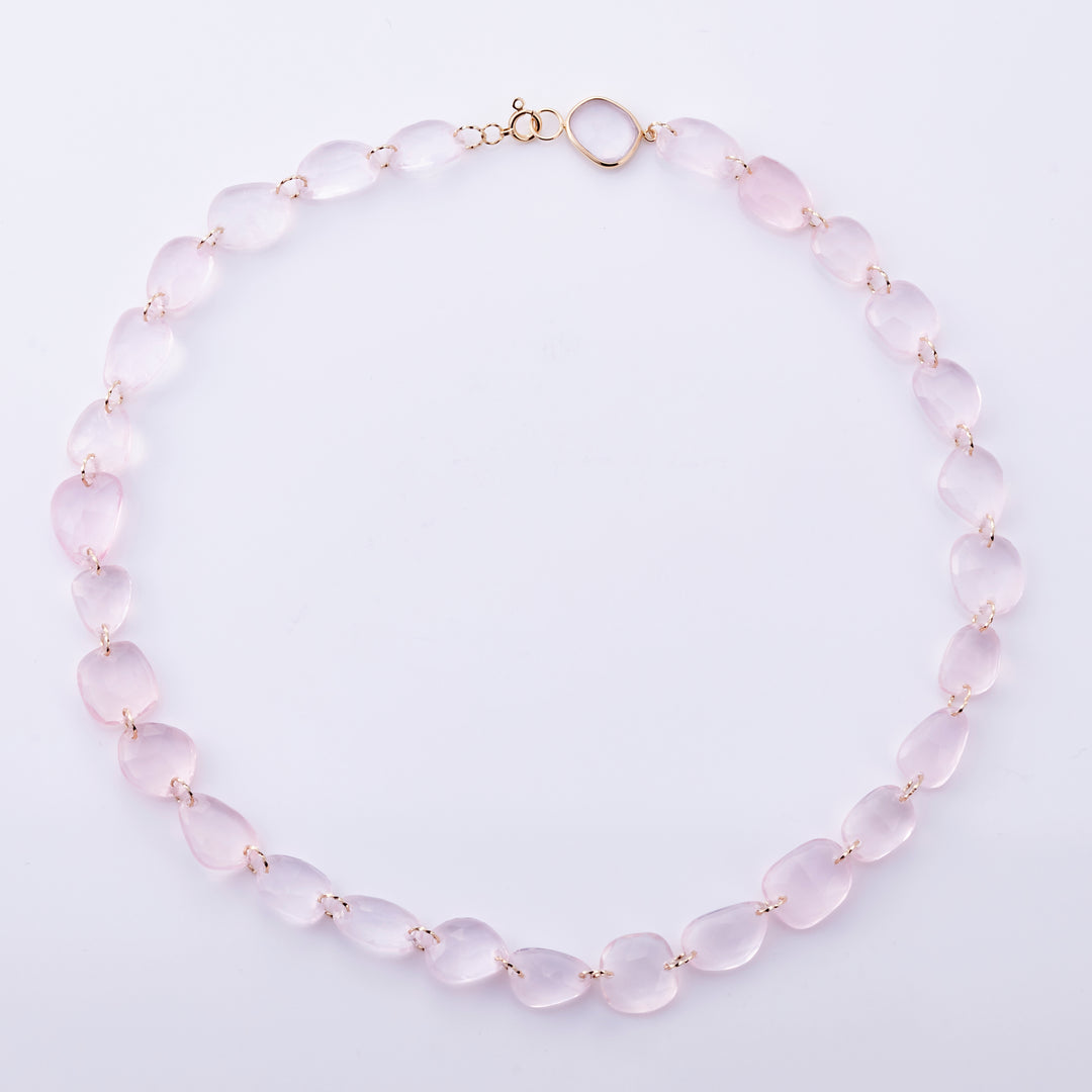 K10YG Spring Necklace Rose Quartz