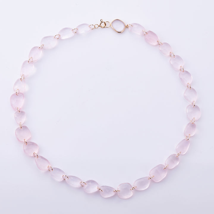 K10YG Spring Necklace Rose Quartz