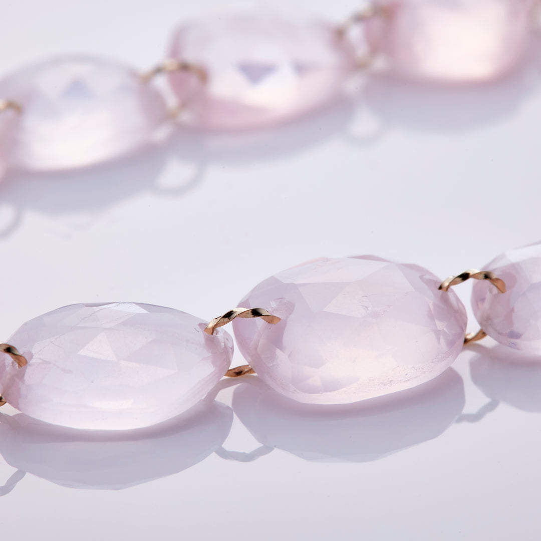 K10YG Spring Necklace Rose Quartz