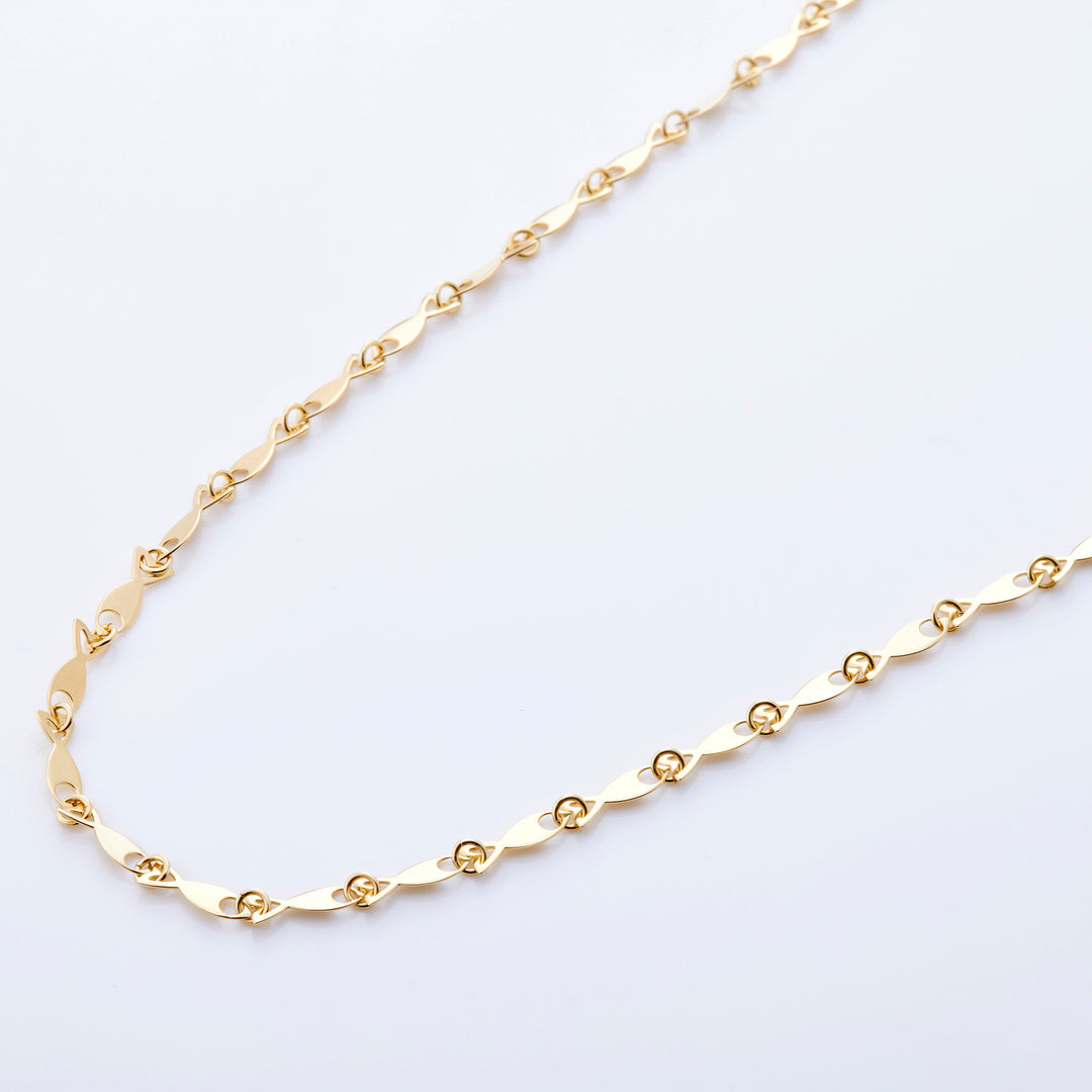 シルバー 925 フィッシュ ネックレス（ゴールド）