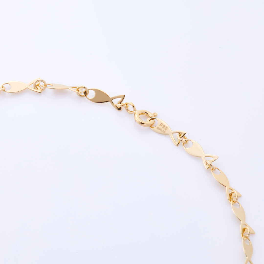 シルバー 925 フィッシュ ネックレス（ゴールド）
