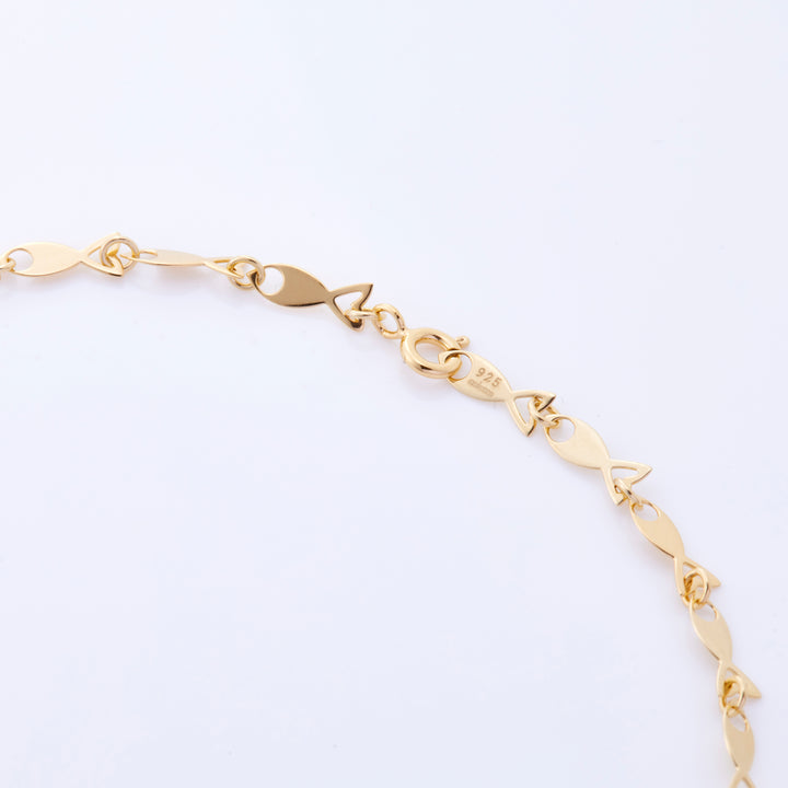 シルバー 925 フィッシュ ネックレス（ゴールド）