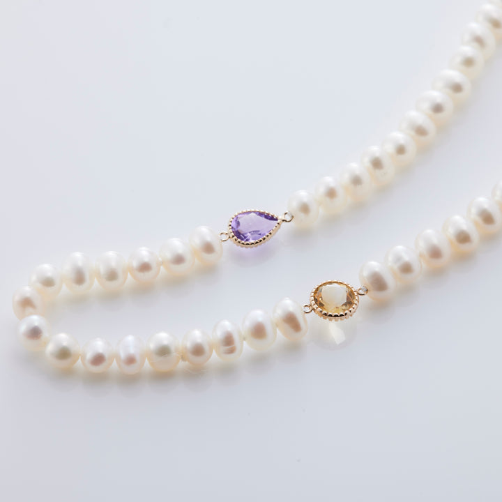 K10YG ビジュー パール ロングネックレス