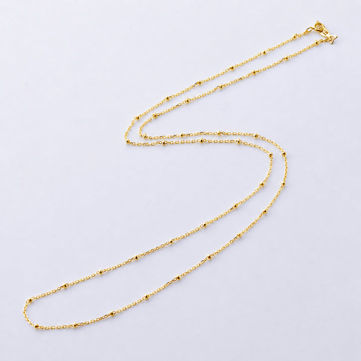 シルバー925 スタッド チェーン ネックレス 60cm（ゴールド）